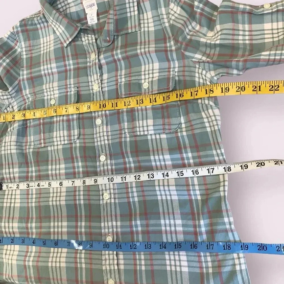 J. Crew Perfect Shirt Western Plaid Button Up Long Sleeves Size S Green Cotton - Picture 13 of 15